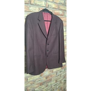 Versace Classic V2 blazer- 100% red wool houndstooth- EU 52R/US 42R- excellent!